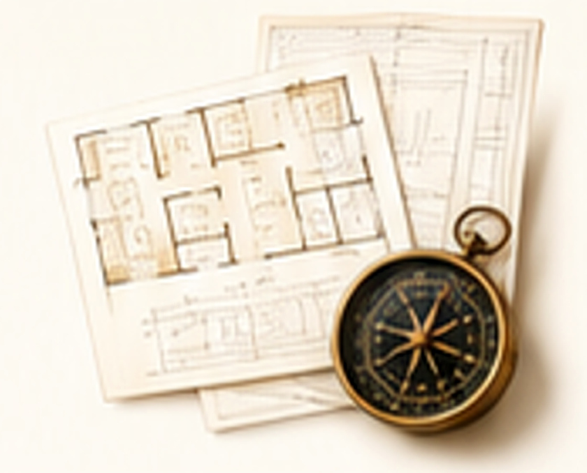 Vastu floor plan and compass
