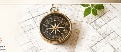 Vastu compass and architectural floor plan